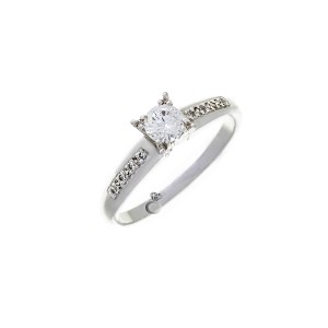 Δαχτυλιδι Μονοπετρο με Διαμαντι 0,33 Ct , F , VS1 + 0,08Ct ( πλαινες πετρες )